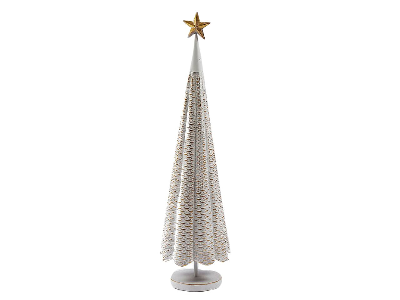 Pino decoratico metal h.79xd.20cm bianco e oro