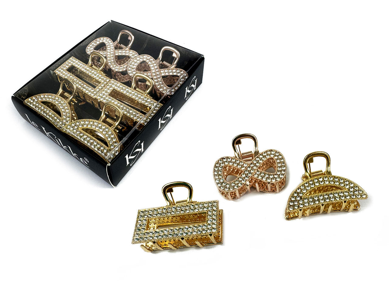 Pinza con micro strass - confezione da 6 pinze