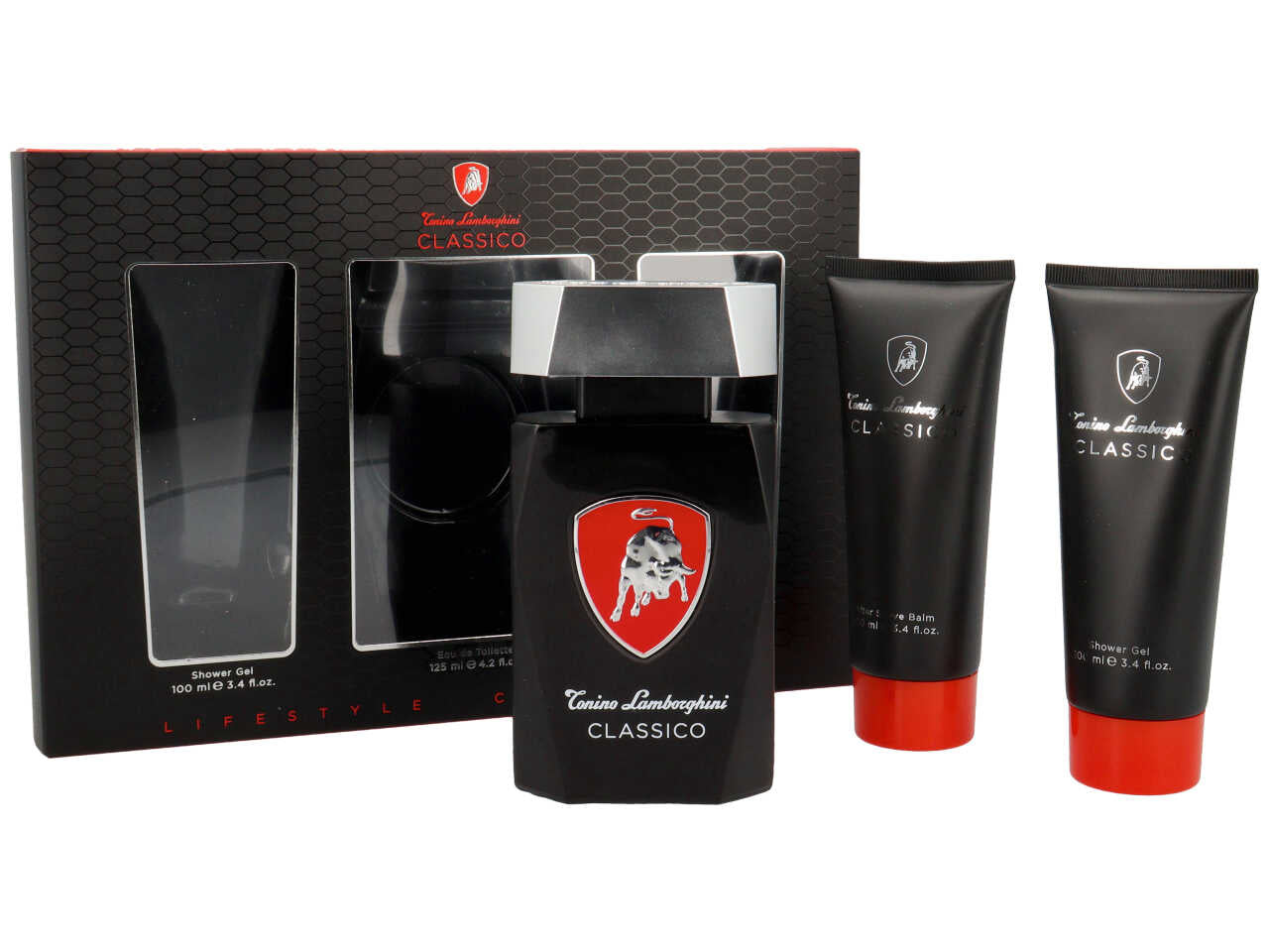 Lamborghini classico set regalo con eau de toilette da 125ml + after shave balm da 100ml + shower gel da 100ml