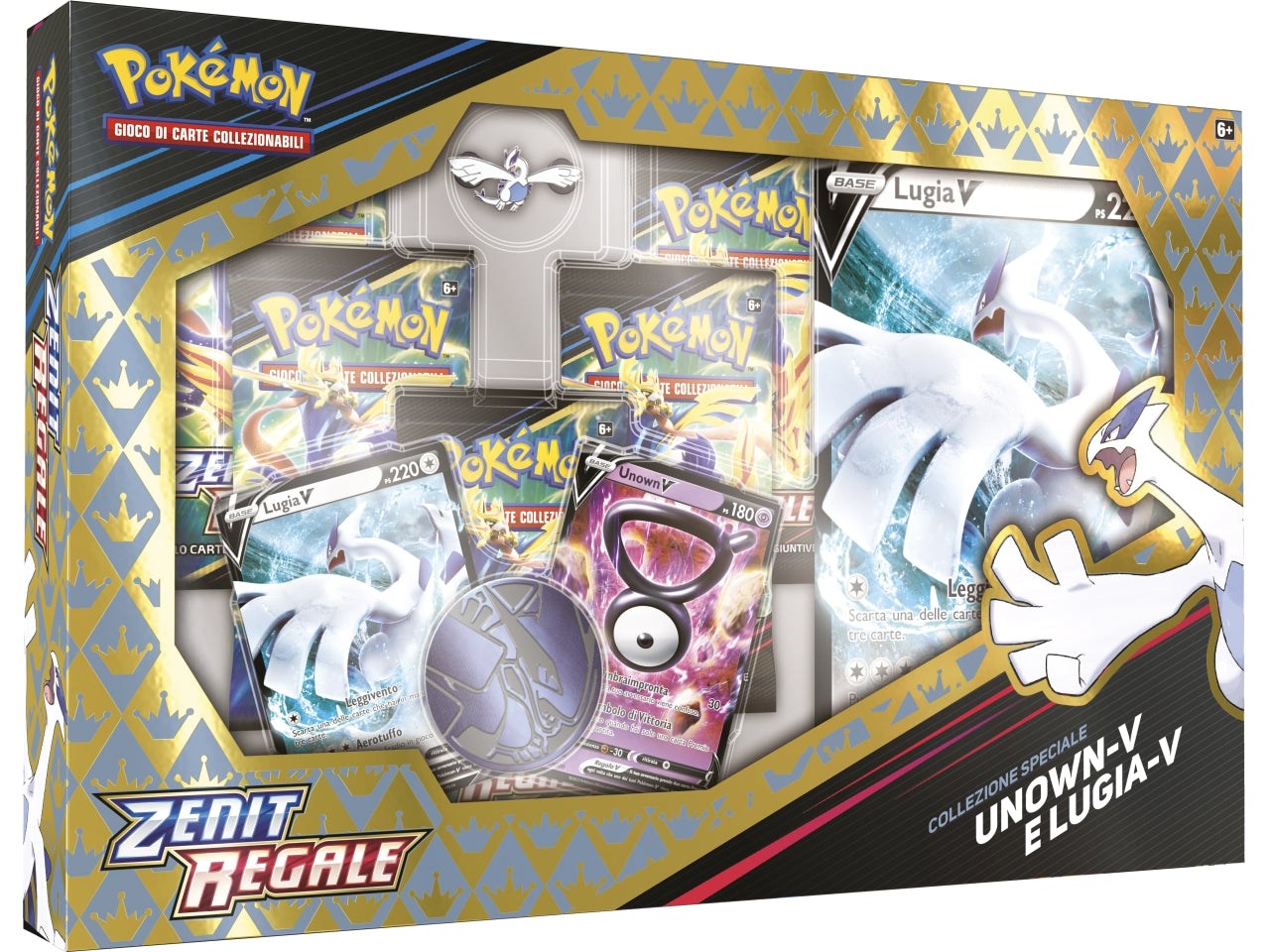 Scatola Carte Pokémon Spada e Scudo 12.5 Zenit Regale Collezione Speciale Unown-V e Lugia-V - Game Vision