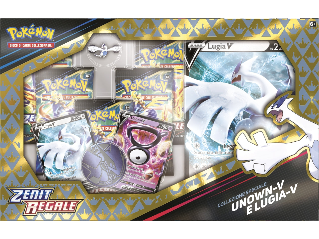 Scatola Carte Pokémon Spada e Scudo 12.5 Zenit Regale Collezione Speciale Unown-V e Lugia-V - Game Vision