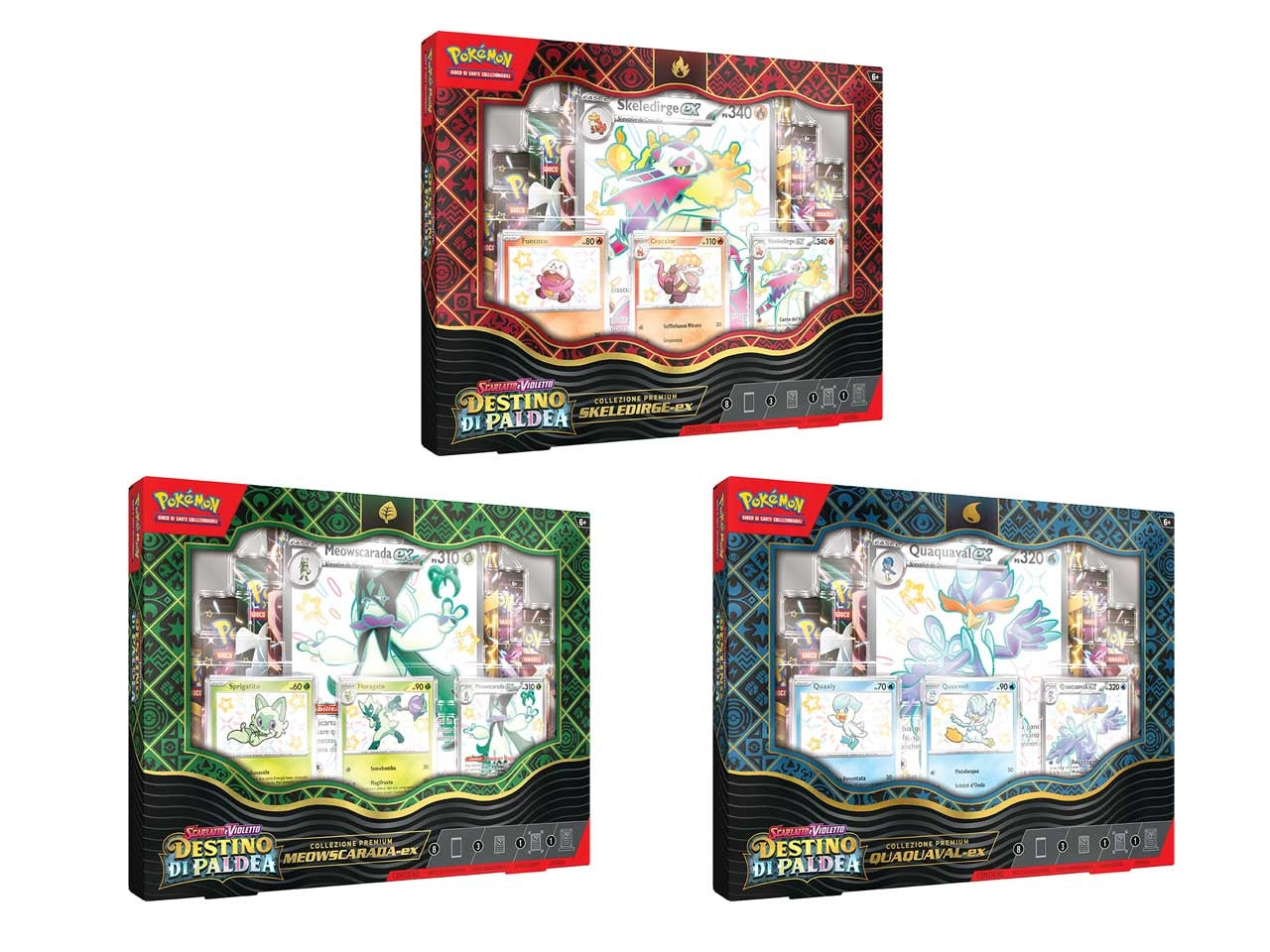 Scatola Carte Pokémon Premium Collection Mewscarada, Quaquaya e Skeledirge - Game Vision