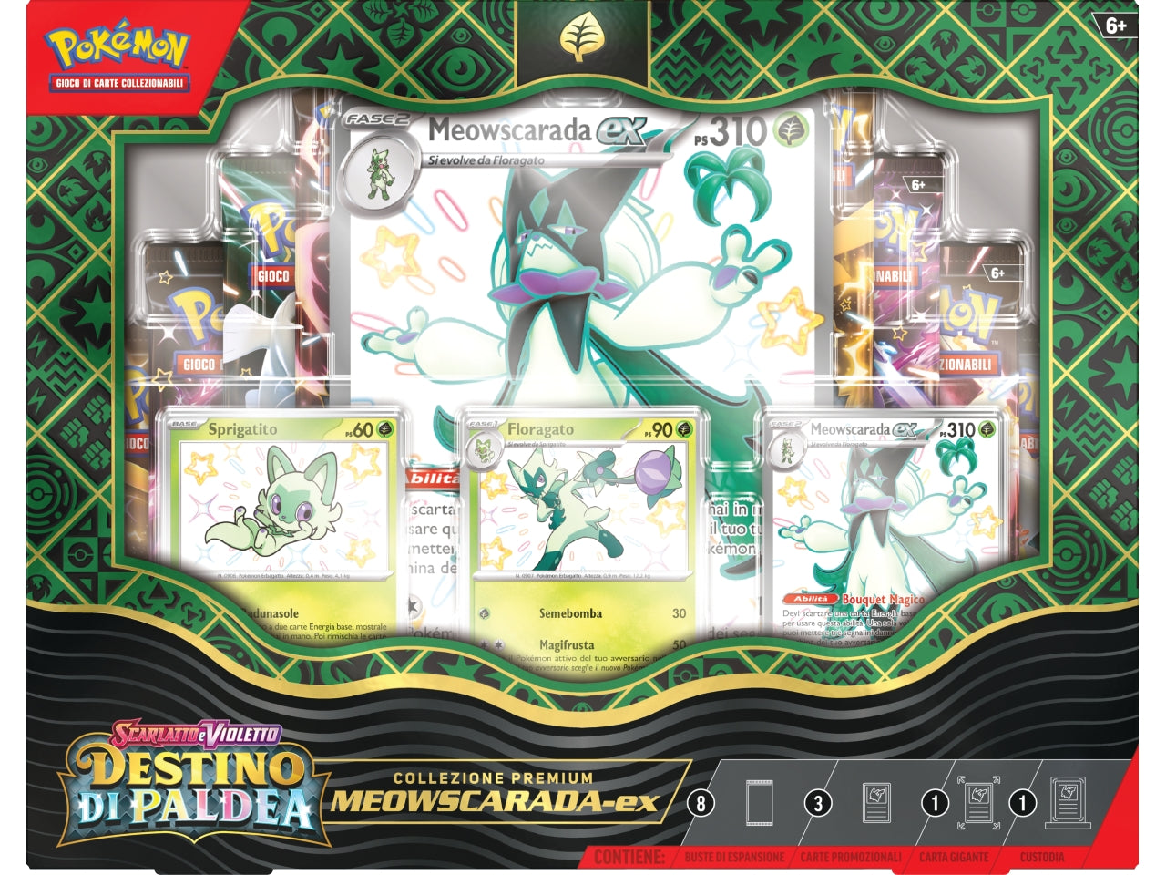 Scatola Carte Pokémon Premium Collection Mewscarada, Quaquaya e Skeledirge - Game Vision