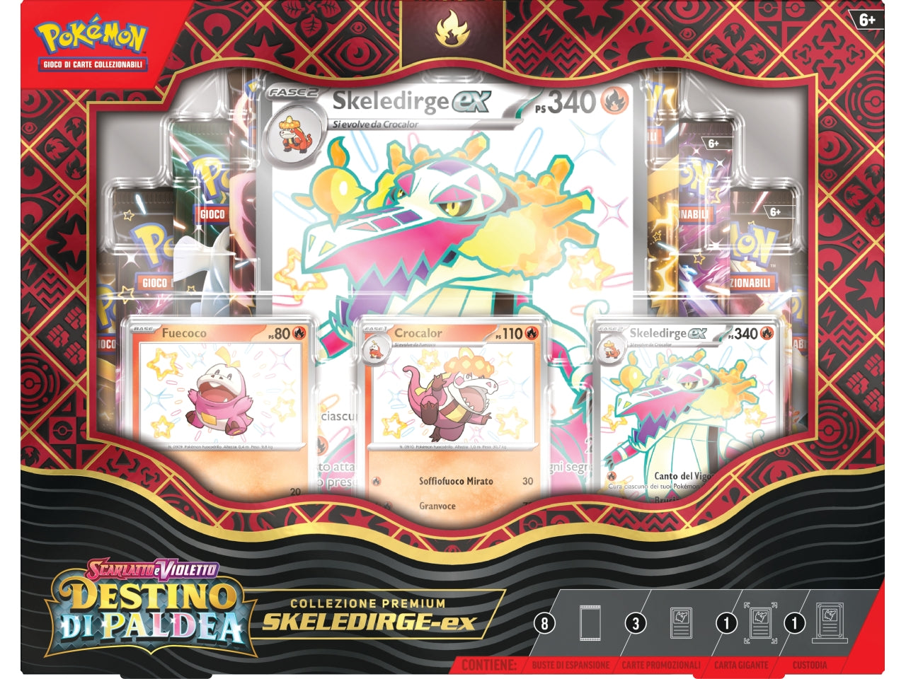 Scatola Carte Pokémon Premium Collection Mewscarada, Quaquaya e Skeledirge - Game Vision