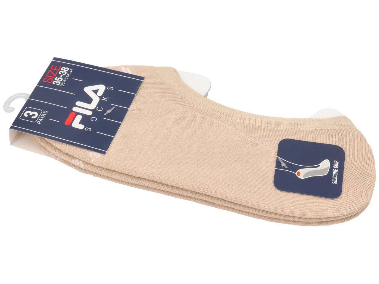 Calze Fila beige con grip in silicone taglia 35/38 in cotone, 3 paia