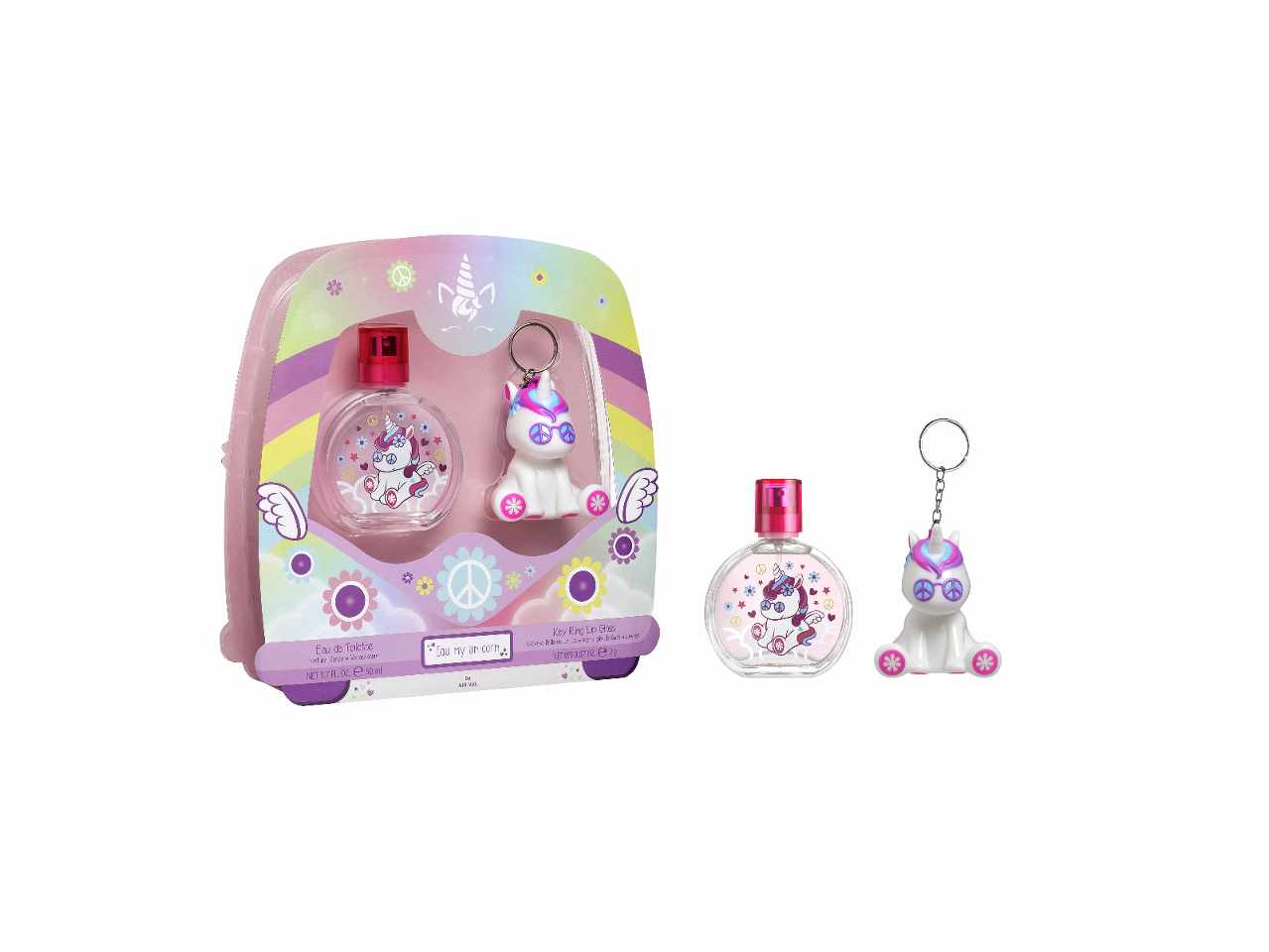Eau my unicorn hippie unicorn set regalo contenente edt da 50ml e portachiavi lipgloss