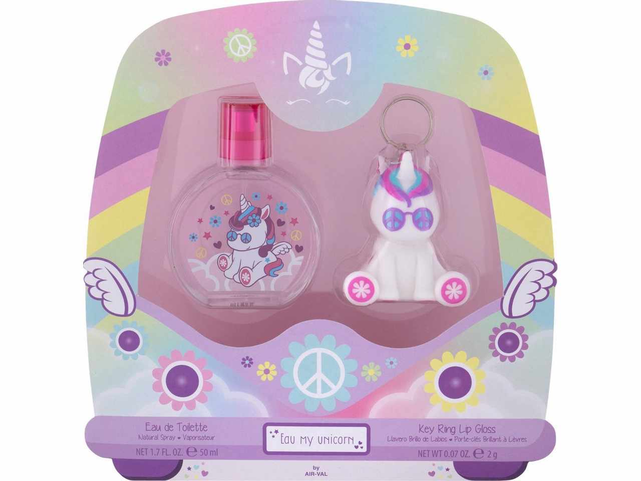 Eau my unicorn hippie unicorn set regalo contenente edt da 50ml e portachiavi lipgloss