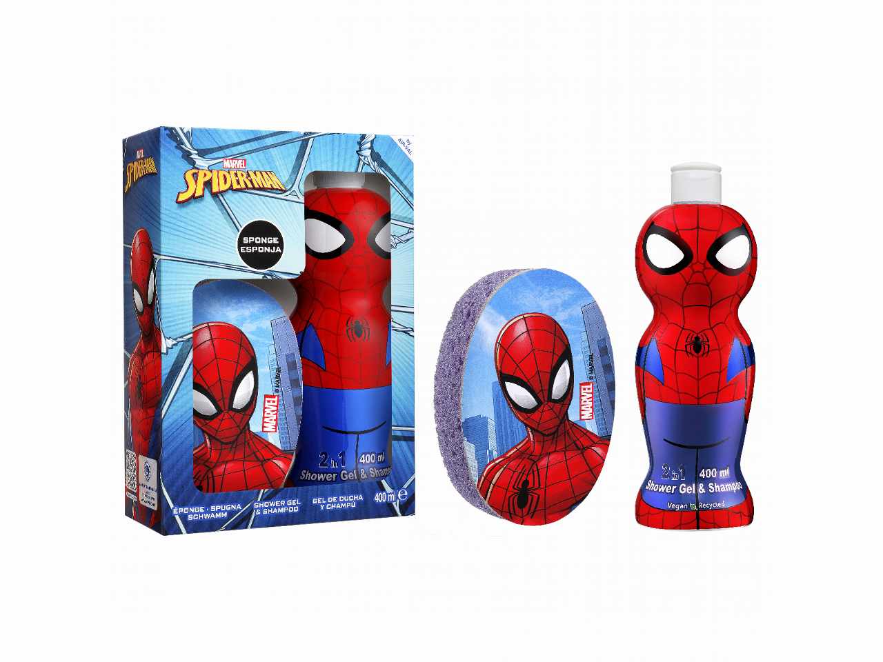 Spiderman set regalo shower gel 2 in 1 400ml con spugna
