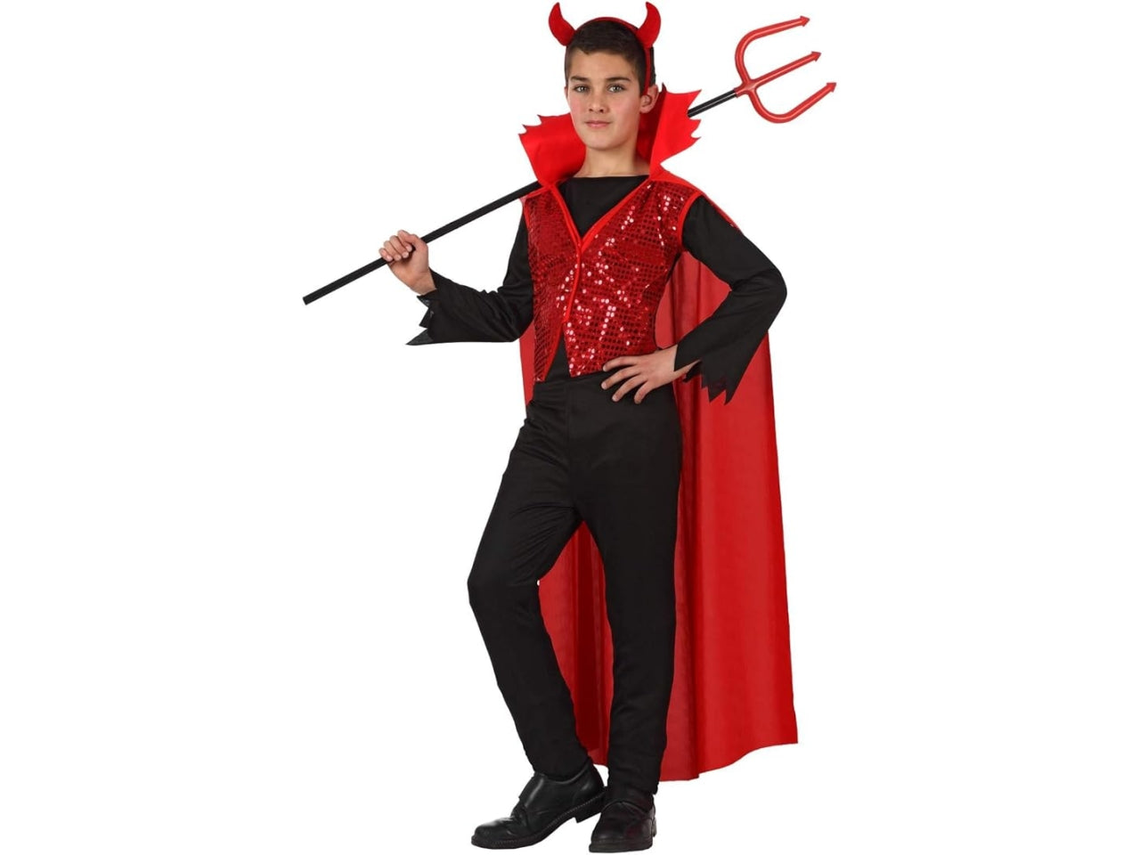 Costume da demone rosso e nero in poliestere taglia 10/12 anni - Atosa