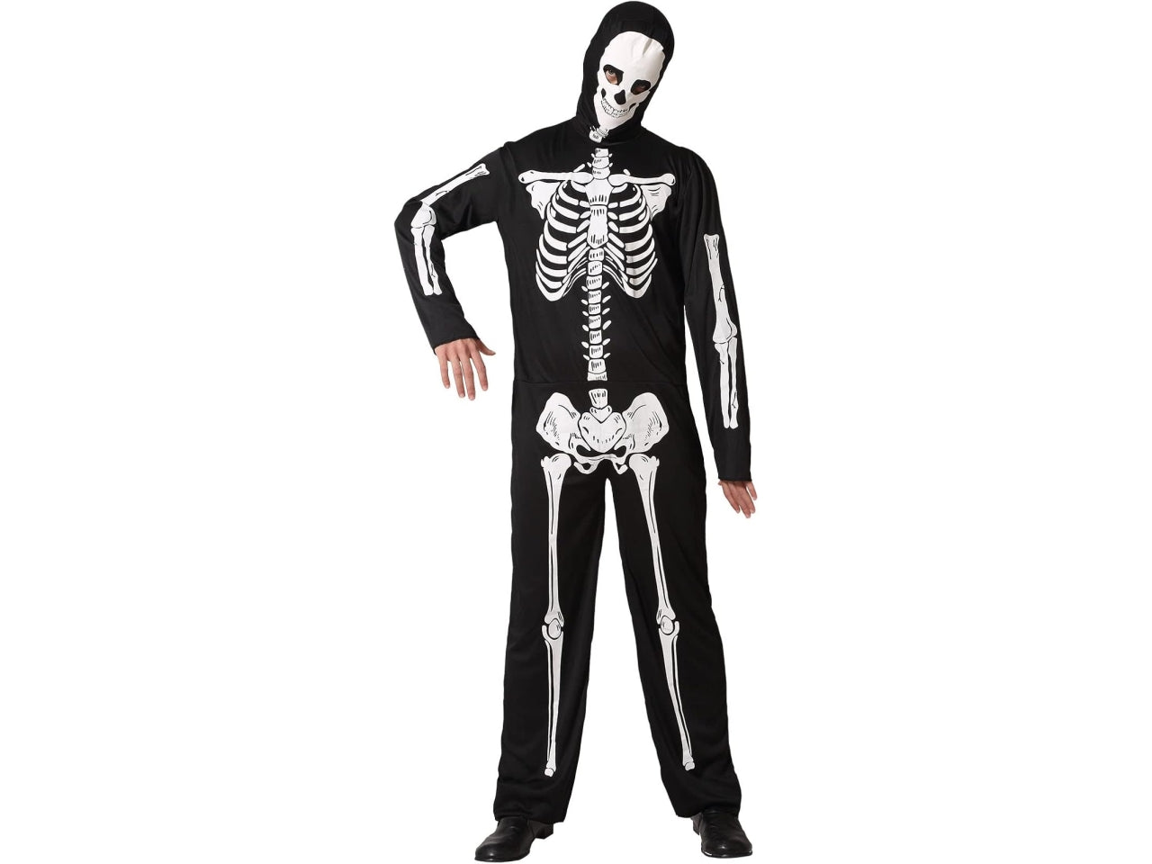 Costume da scheletro nero e bianco in poliestere taglia XL - Atosa