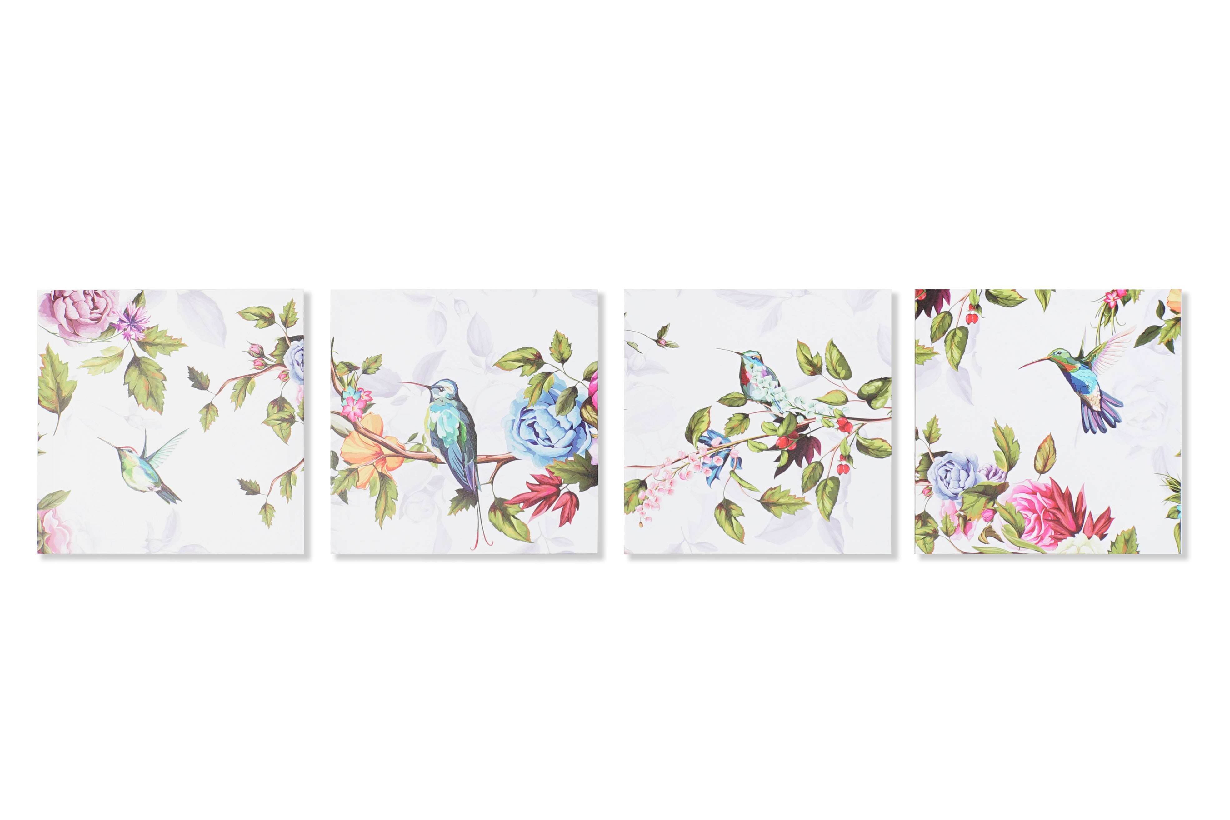 Quadro tela in pino 40x1,8x40cm decoro uccelli in 4 modelli assortiti