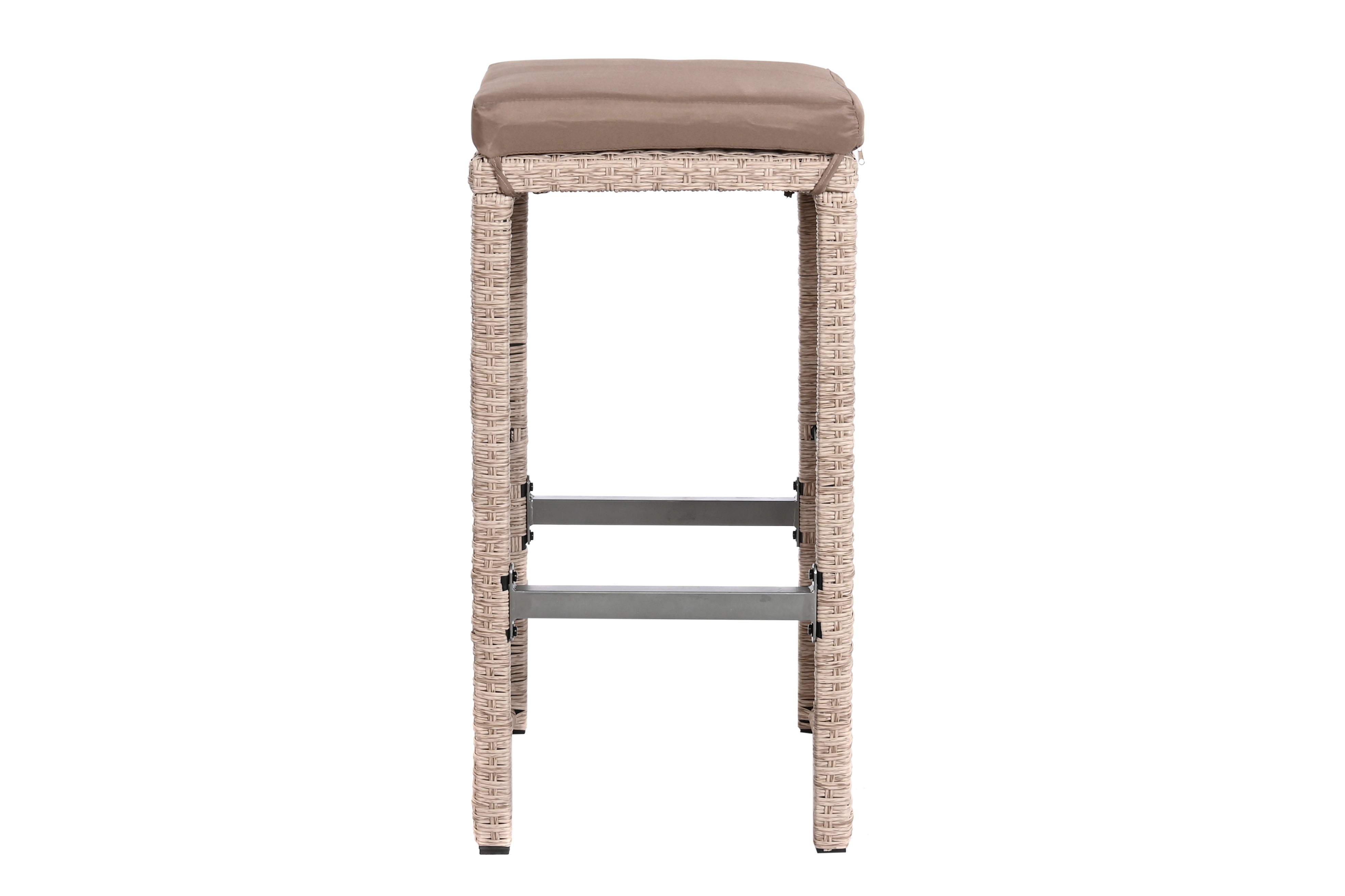 Tavola set da 6 sgabelli 1 tavolo in rattan sintetico e acciaio 143x80x100cm