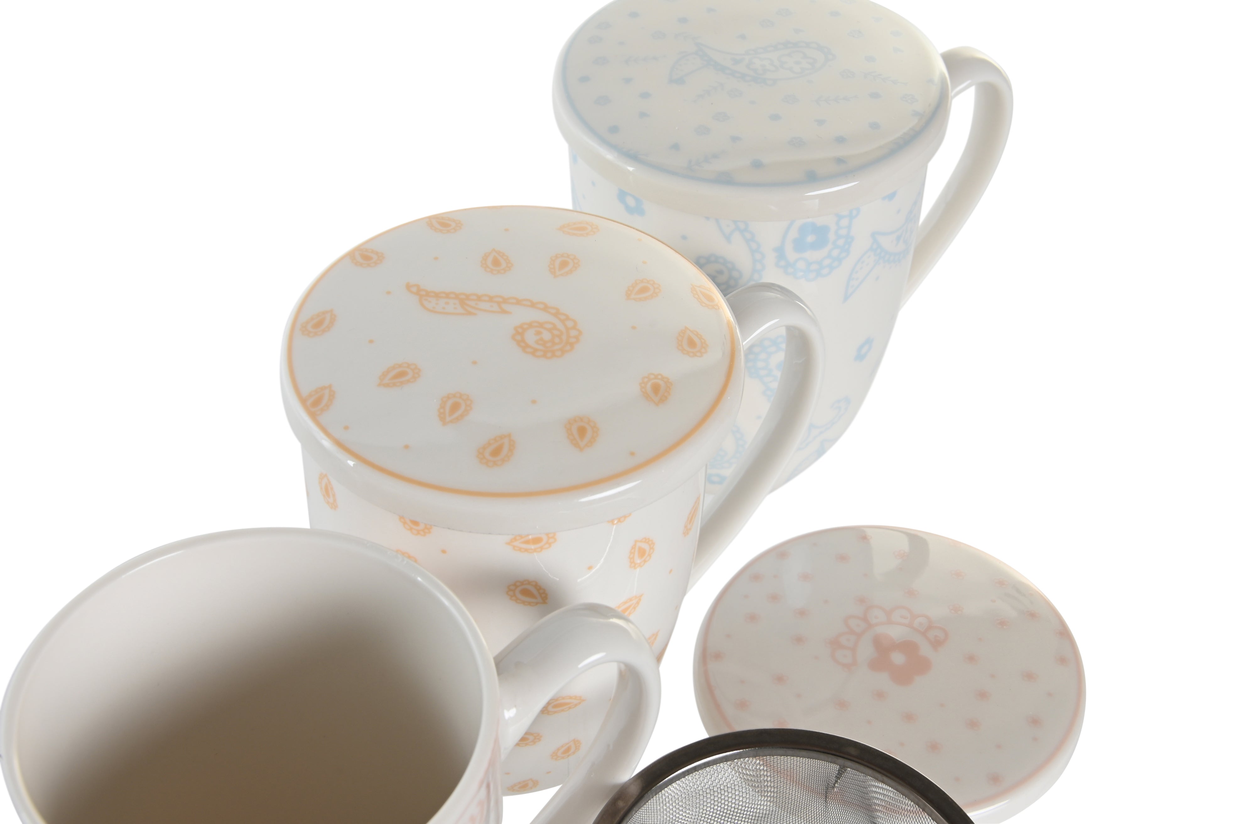 Tazza per infusioni in porcellana 12x9x11cm 380ml in 3 modelli assortiti