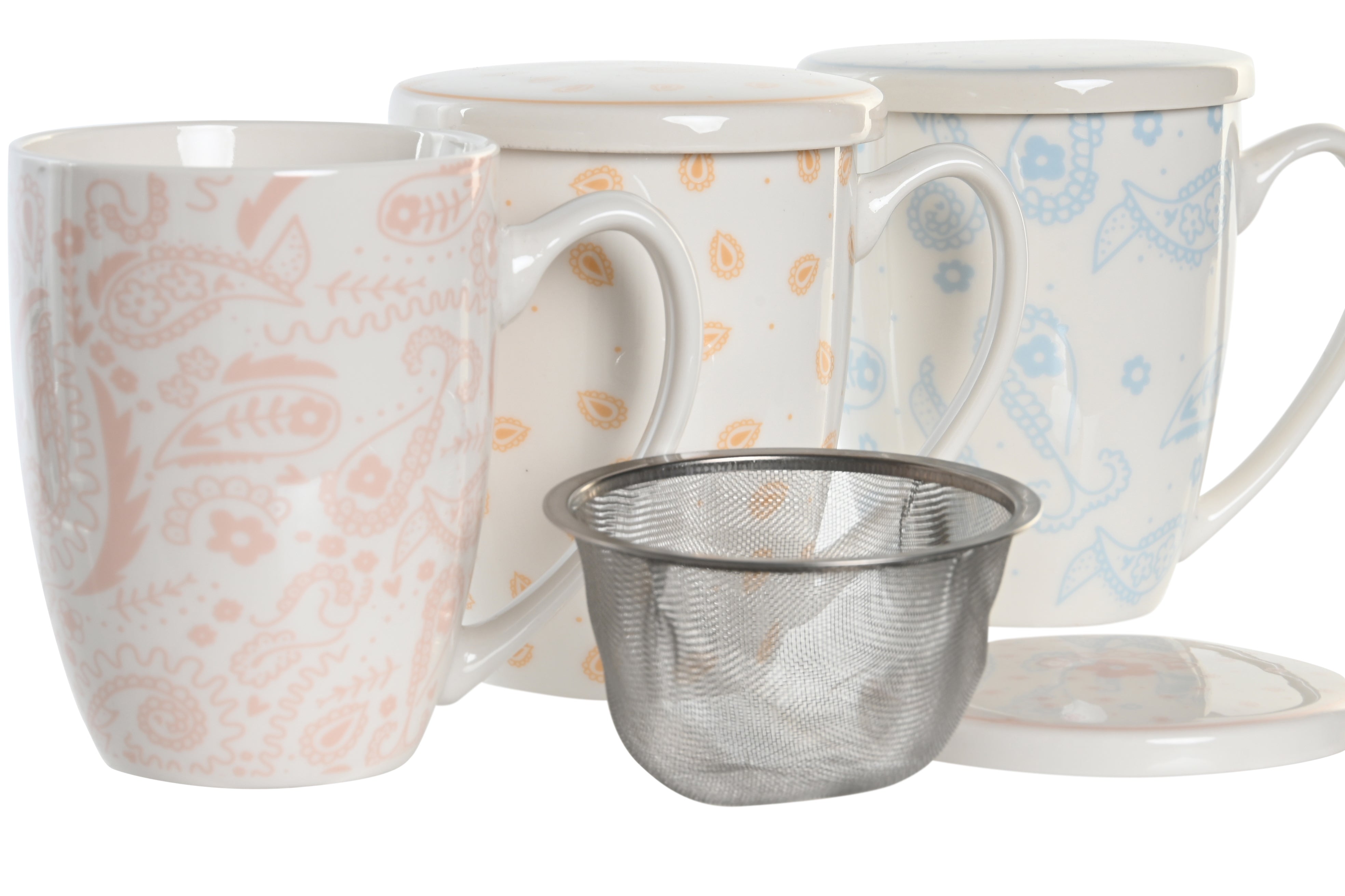 Tazza per infusioni in porcellana 12x9x11cm 380ml in 3 modelli assortiti