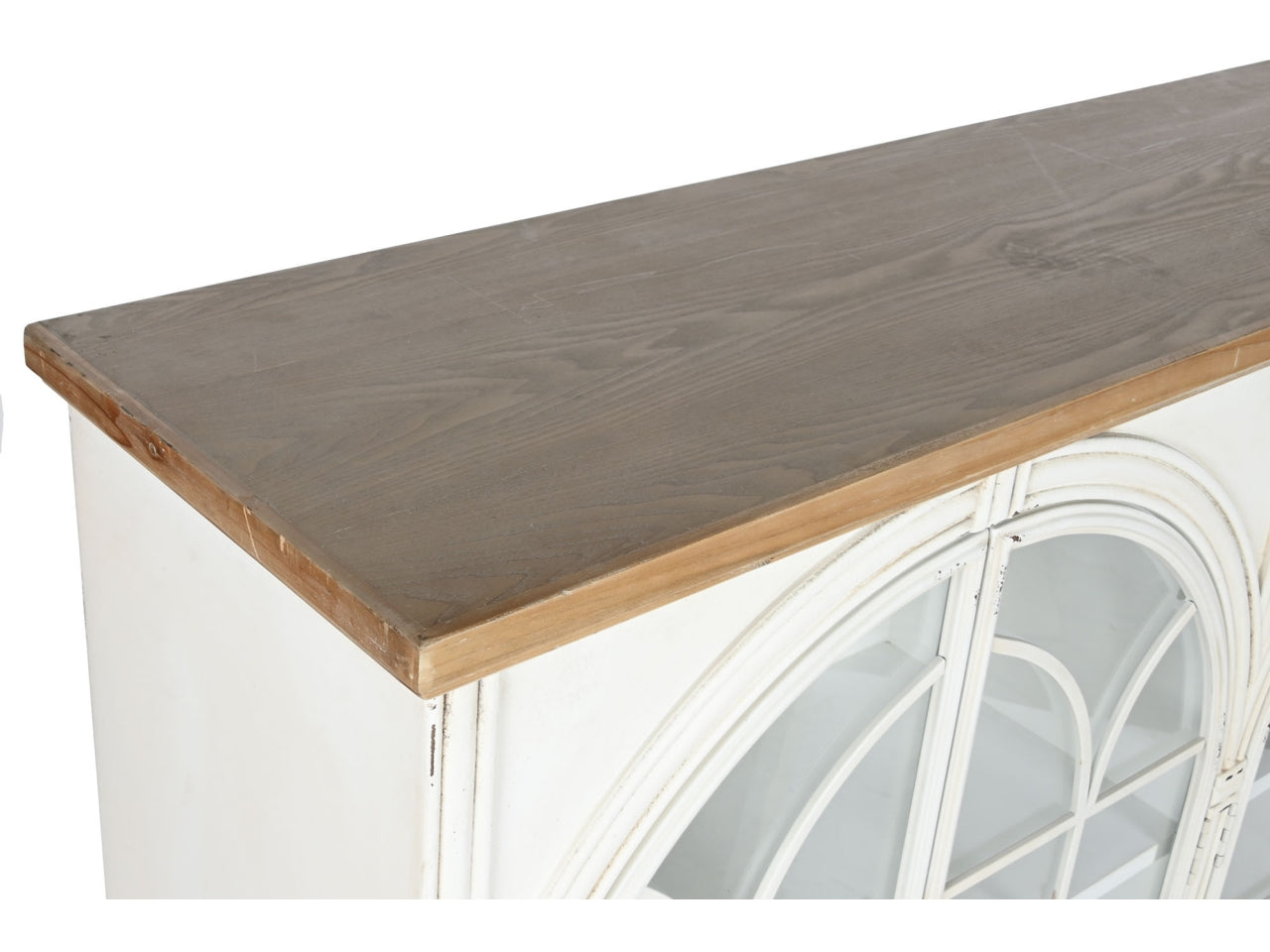 Buffet abete e cristallo misura 150x36x104cm colore bianco