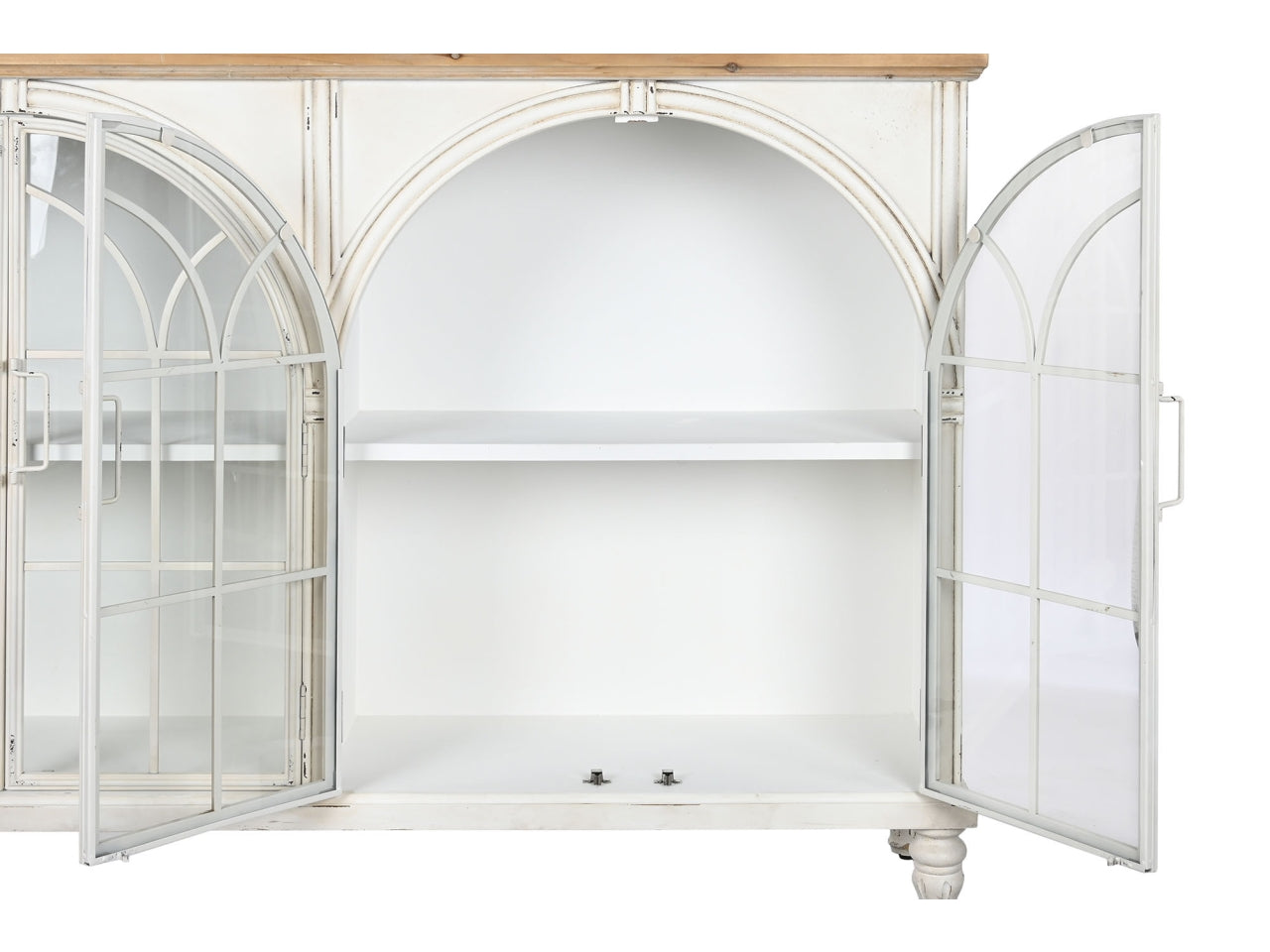 Buffet abete e cristallo misura 150x36x104cm colore bianco