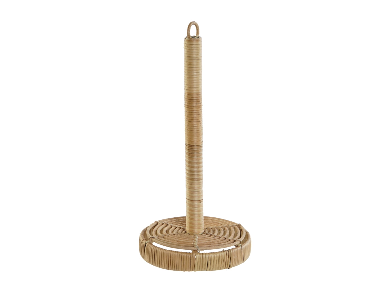 Portarotoli in rattan e ferro misura 15x15x32cm colore naturale marrone