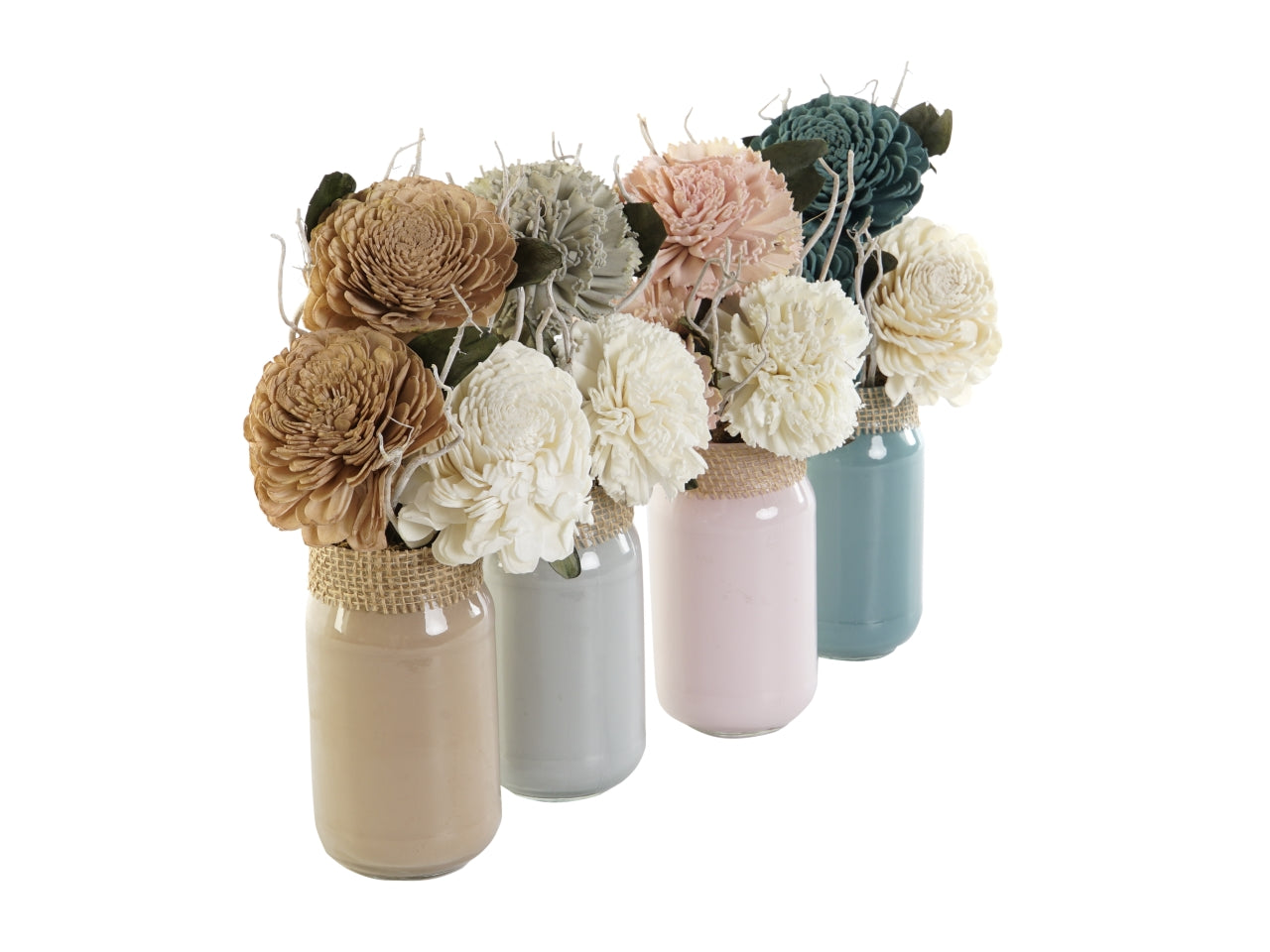 Pianta in cristallo con fiore secco misura 12x9x25cm in 4 modelli assortiti