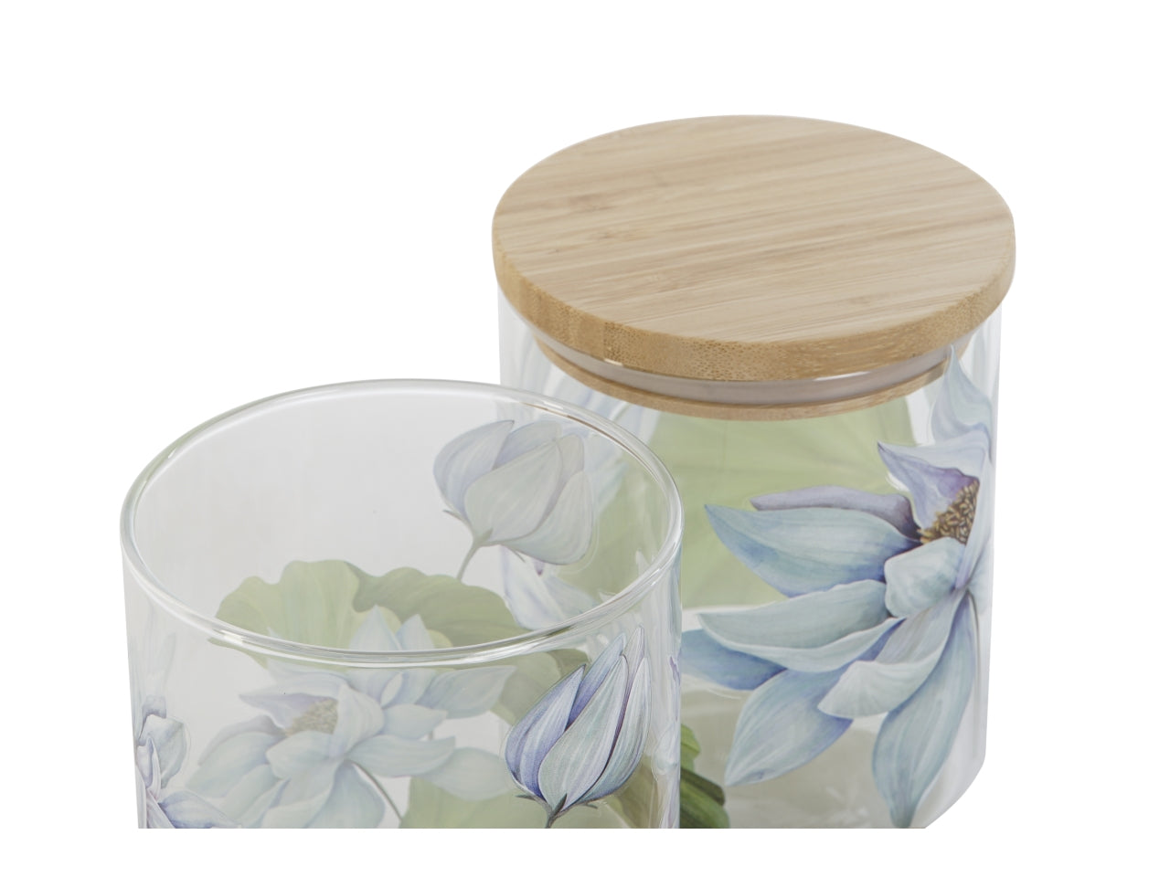 Barattolo borosilicato misura 10x10x12,5cm capacita' 700ml ninfee in 2 modelli assortiti