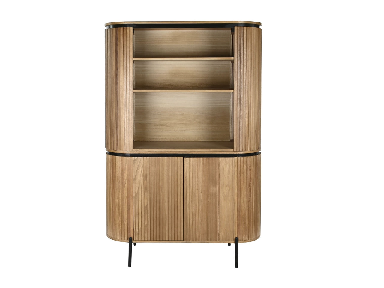 Cassettiera in paulownia e metallo misura 110x39x170cm colore naturale