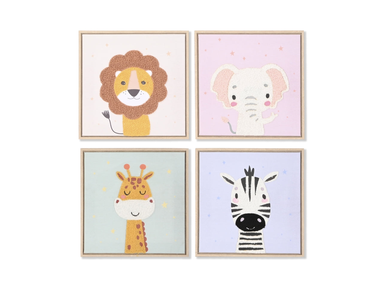 Quadro in tela e poliestere misura 35x2,5x35cm animale 3d in 4 modelli assortiti
