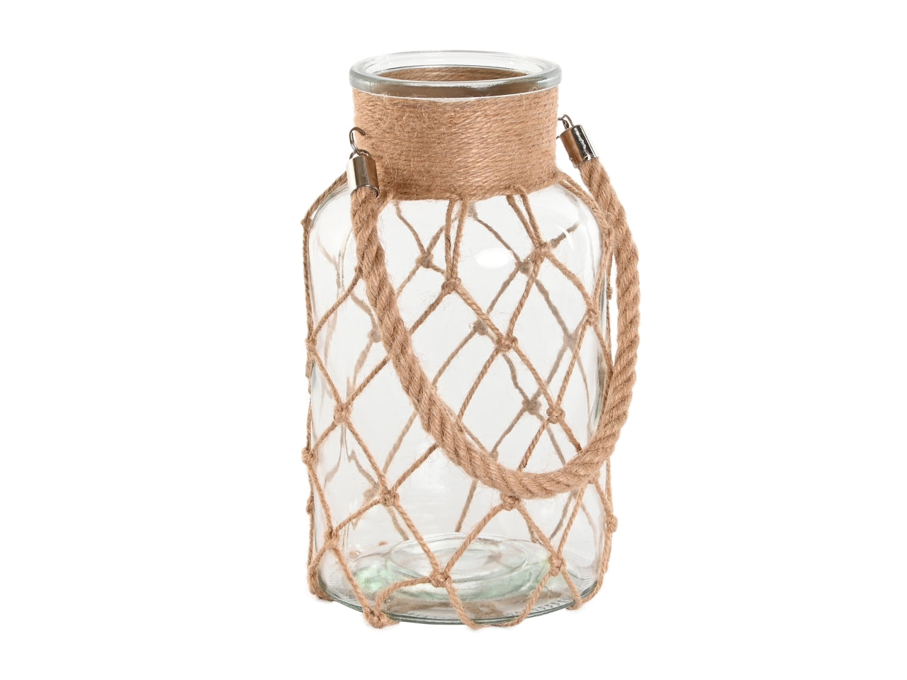 Portacandele in cristallo e corda misura 15,5x15,5x26cm capacita' 2800ml