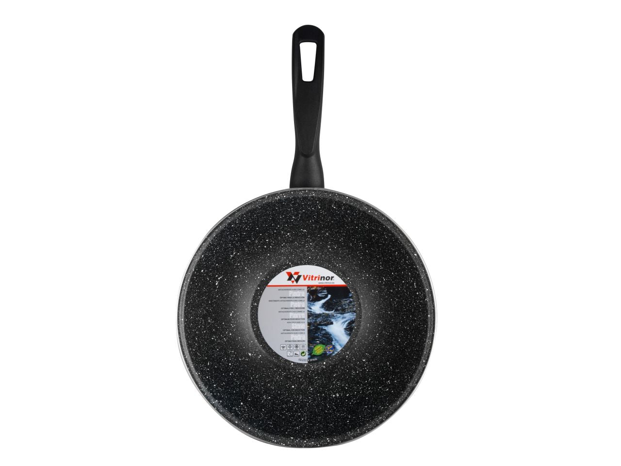 Wok salta pasta d28xh10cm con 1 manico in acciaio smaltato pietra antiaderente rinforzata a due strati anche per induzione lavabile in lavastoviglie