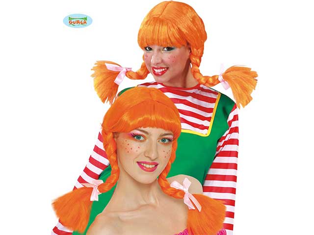 Parrucca arancione con treccia