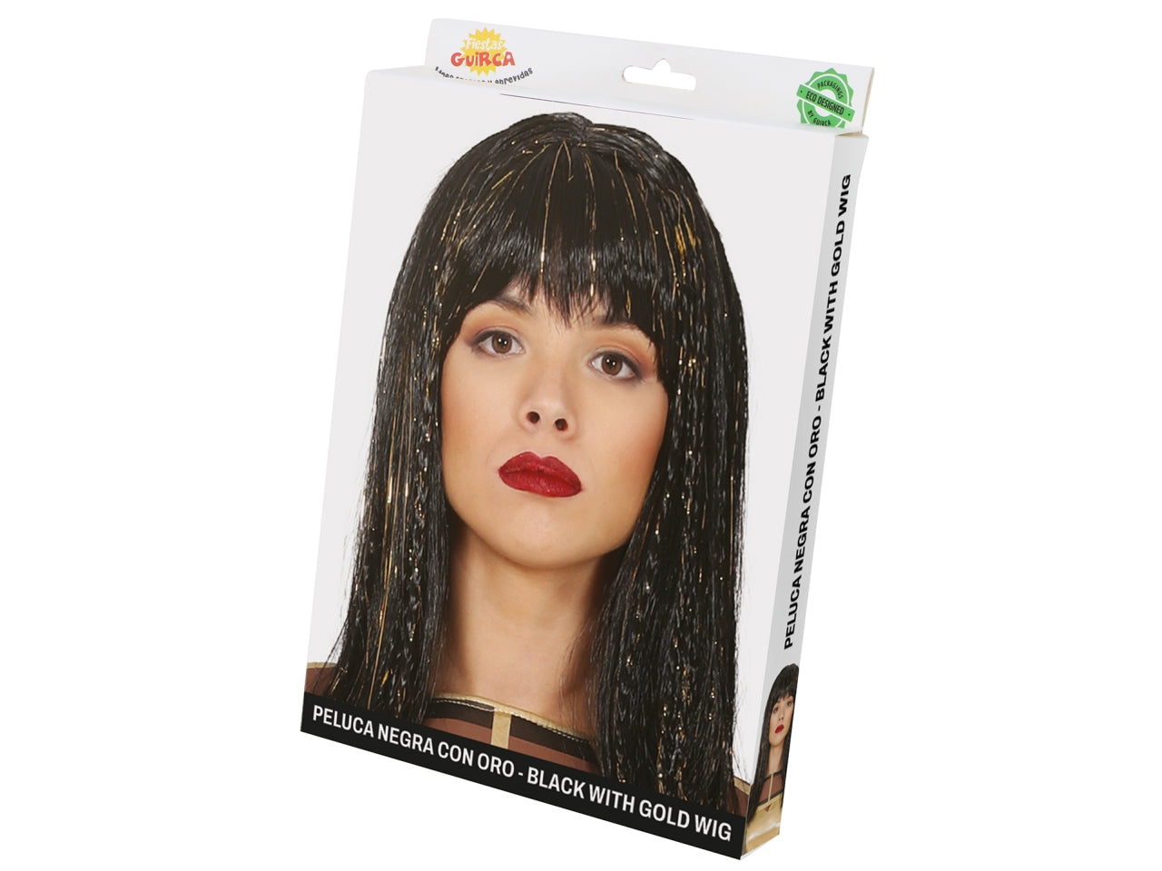 Parrucca melena nera con oro