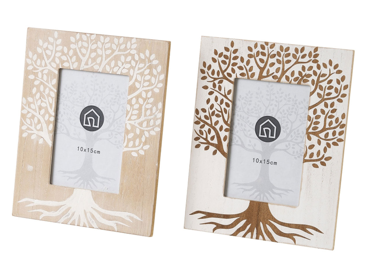 Cornice in legno bianco e naturale, 2 assortimenti stile Boho con albero della vita finestra foto 10x15 cm - Casaseleccion