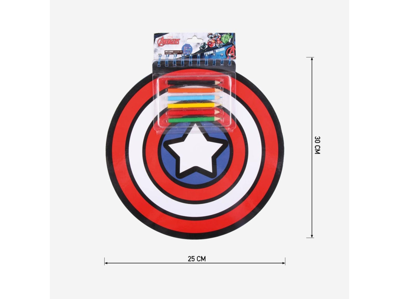 Block notes Capitan America per bambino, ideale per colorare e disegnare, blocchetto sagomato con 50 fogli, matite colorate, stickers - brand Cerdà