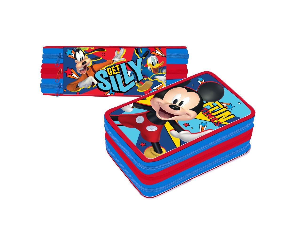 Astuccio con 3 zip mickey premium