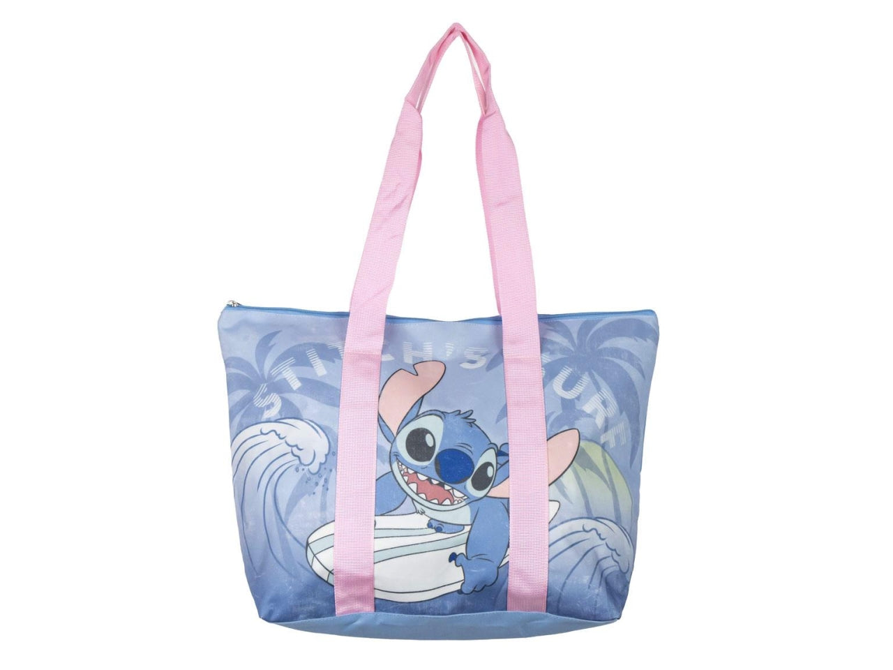 Borsa da spiaggia bambina lilo & stitch in poliestere, multicolor, ideale per mare, viaggio, shopping con piccola tasca laterale interna a cerniera - lunghezza 47 cm larghezza 34 cm altezza 15 cm - Cerdà