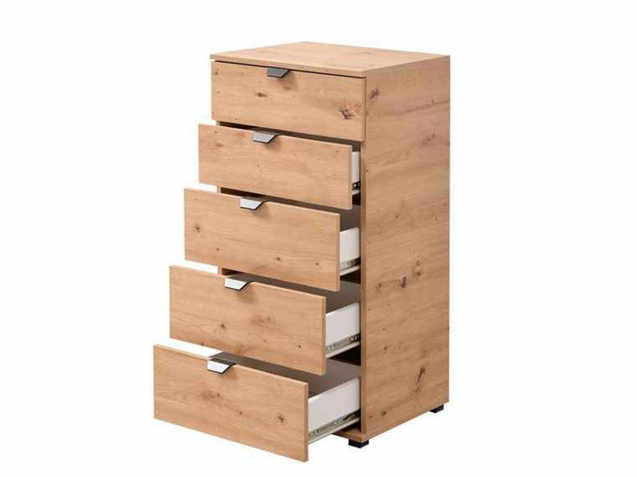 Cassettiera linea swiss con 5 cassetti in rovere anticato 45x40cm