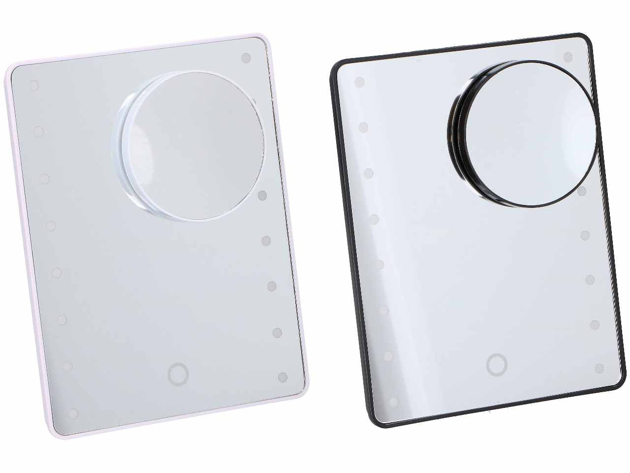 Touch of beauty specchio cosmetico in plastica abs e vetro 16 led 21,8x16,8x5,5cm in 2 assortimenti