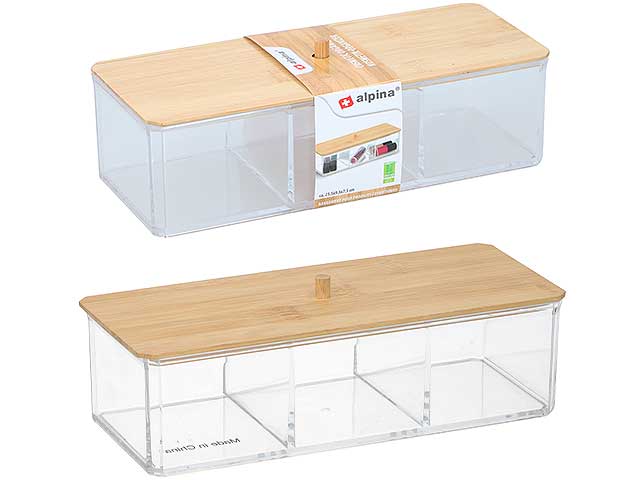 Alpina organizer per cosmetici in bamboo e polistirene 23,4x9,5x7cm