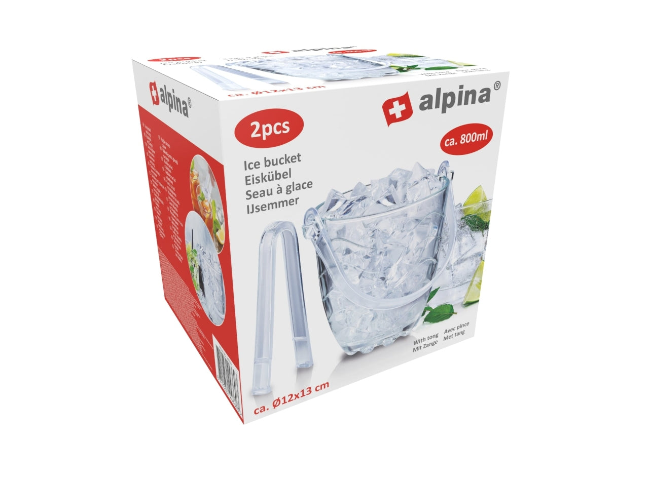 Secchiello per ghiaccio con pinza - 820ml 15x11,8x12,6cm