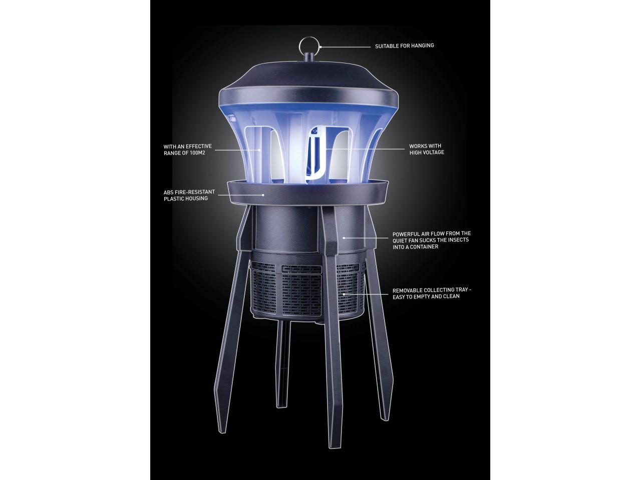 Lampada cattura insetti 9w 230v misure 21,5x21,5x32cm marca grundig
