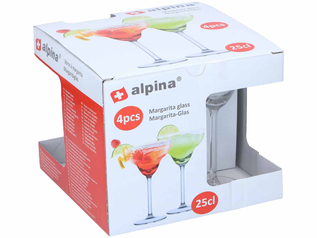 Alpina bicchieri in vetro da margarita 4 pezzi 250ml 10,5x10,5x17,7cm