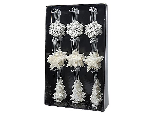 Pendente natalizio bianco glitterato 10,50cm