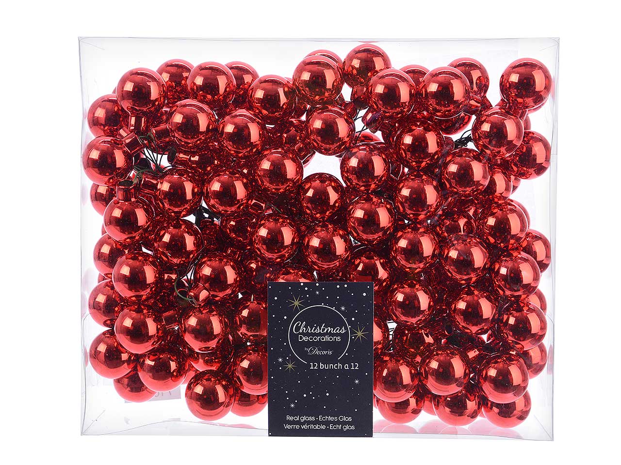 Palline natalizie rosso in vetro - 144 pezzi