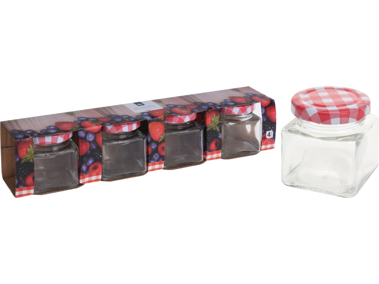 Barattolo in vetro con tappo capacita' 75ml la confezione comprende 4 barattoli