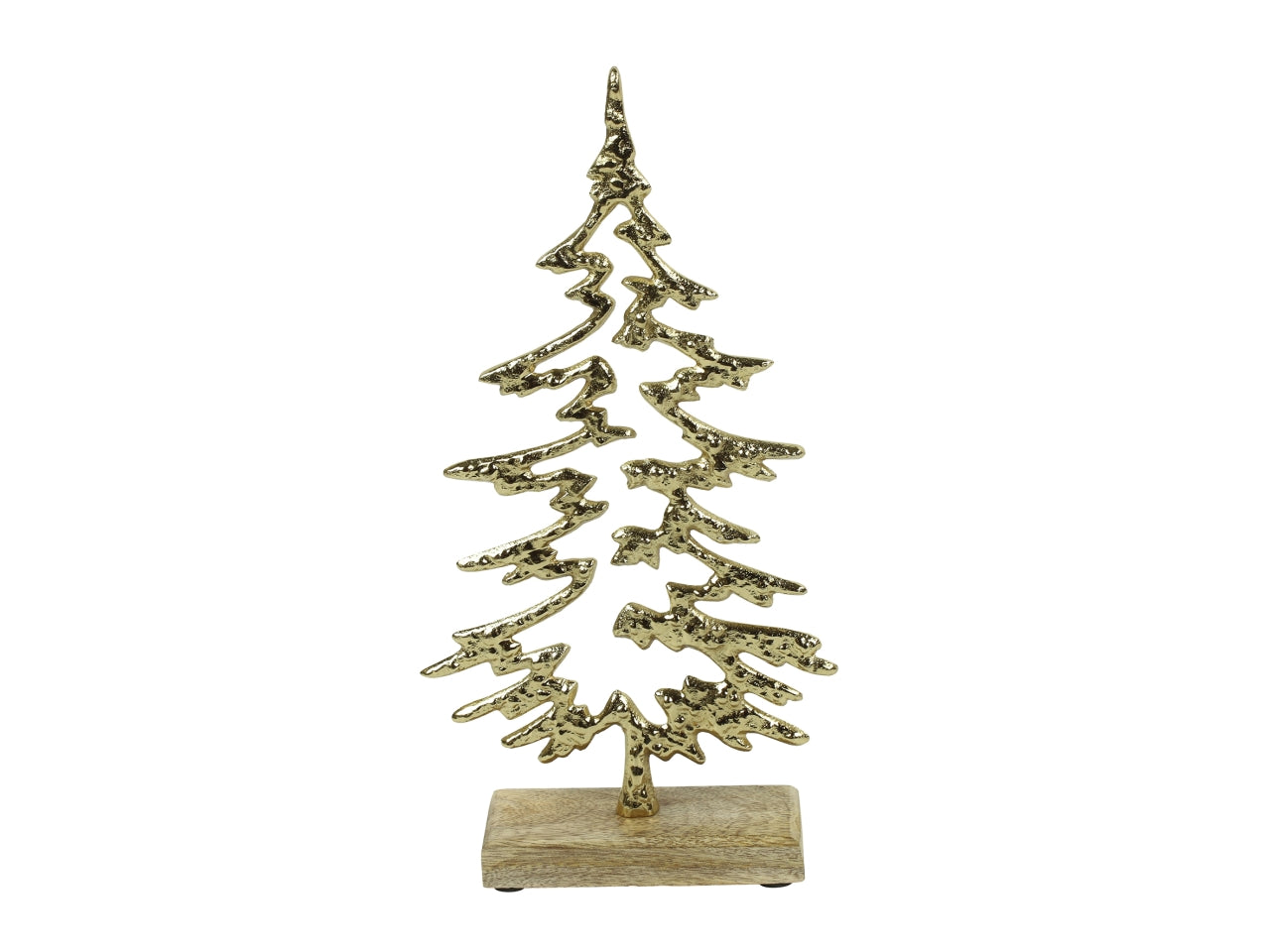 Alberello di natale in metallo e legno scandinavo dorato opaco 5x15,4x29 cm - Countryfield