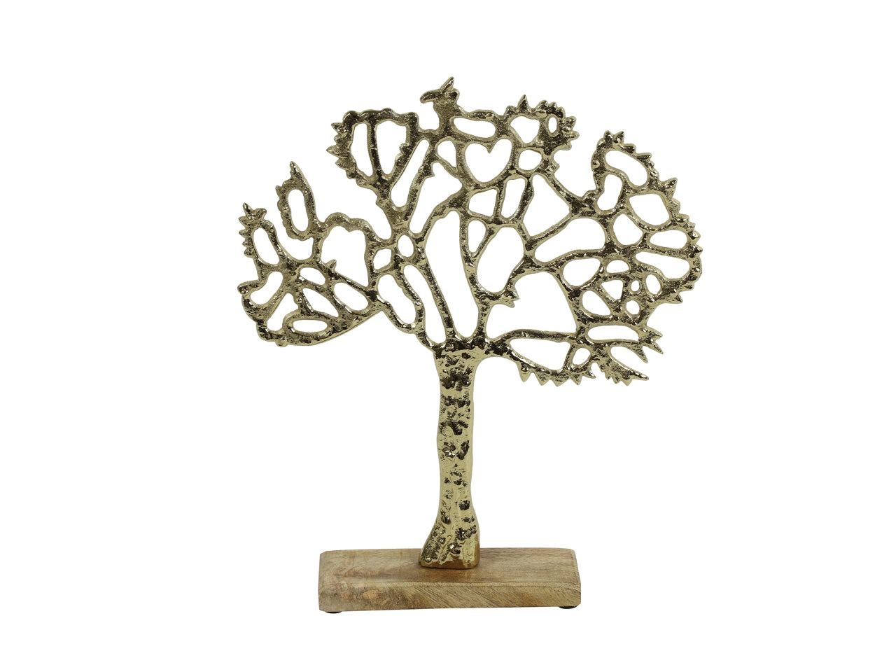 Albero decorativo in metallo e legno scandinavo dorato opaco 5x26x30 cm - Countryfield