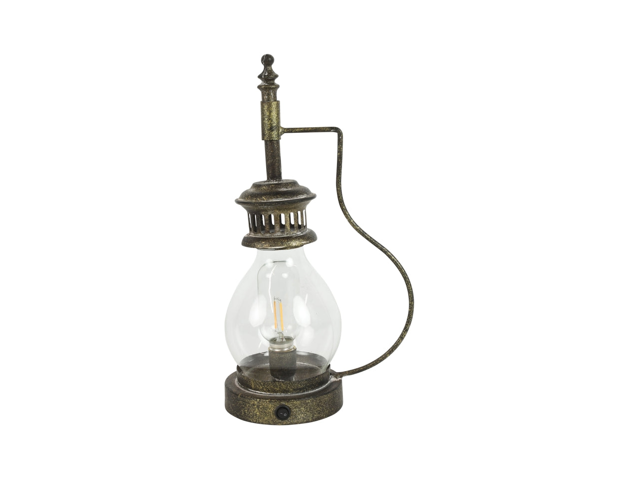 Lanterna in metallo vintage grigio invecchiato a led 21x13x38 cm - Countryfield