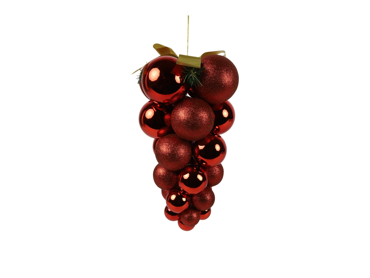 Pendente natalizio rosso in plastica a grappolo 21x37 cm - Countryfield