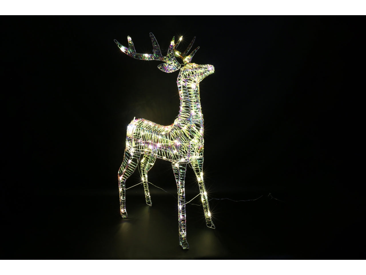 Cervo natalizio 22x60x100cm con led bling trasparente