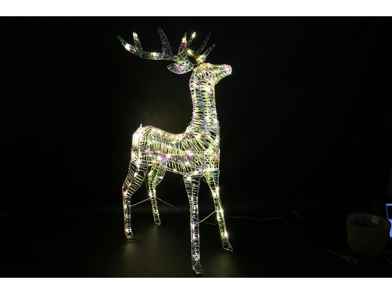 Cervo natalizio 22x70x120cm con led bling trasparente