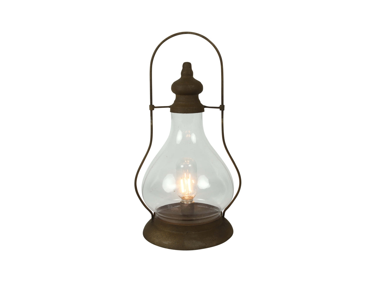 Lanterna in metallo vintage ruggine a led 22x19,5x43 cm - Countryfield