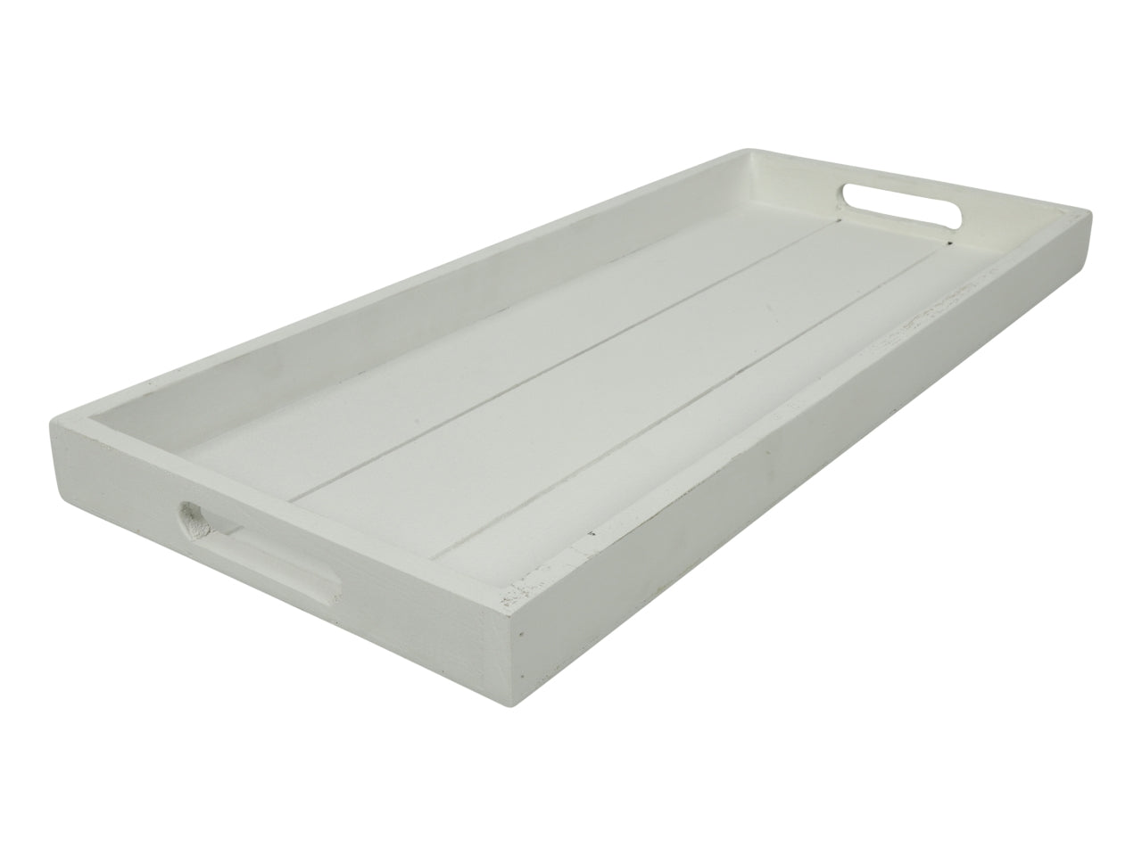 Vassoio rettangolare in legno bianco 21x48x3,5 cm - Countryfield